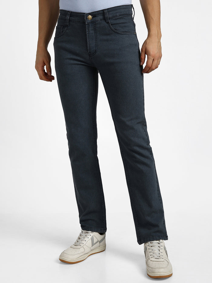Men's Grey Slim Fit Washed Jeans Stretchable