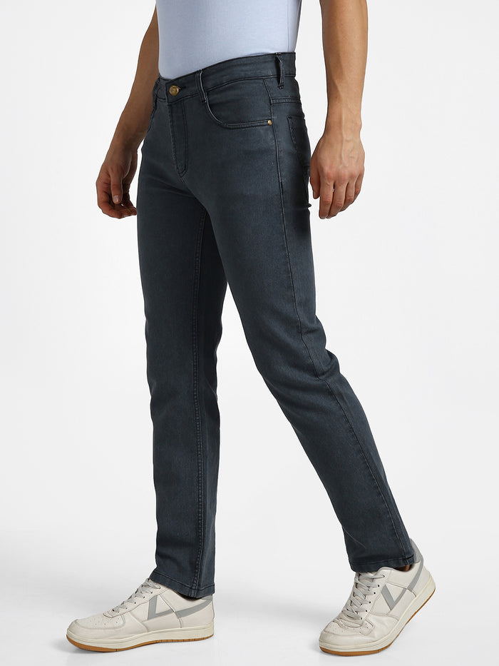 Men's Grey Slim Fit Washed Jeans Stretchable