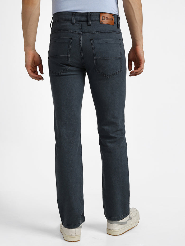 Men's Grey Slim Fit Washed Jeans Stretchable