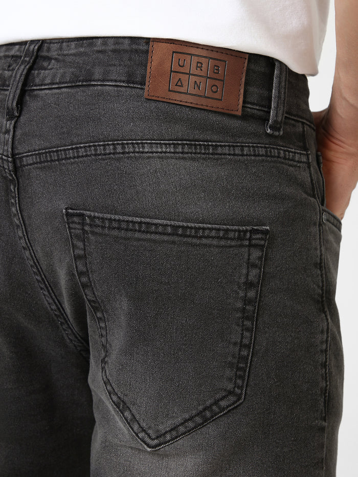 Men's Grey Slim Fit Washed Jeans Stretchable