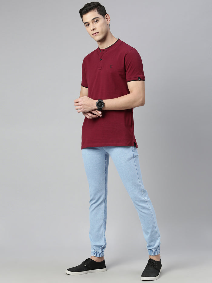 Men's Ice Blue Slim Fit Washed Jogger Jeans Stretchable