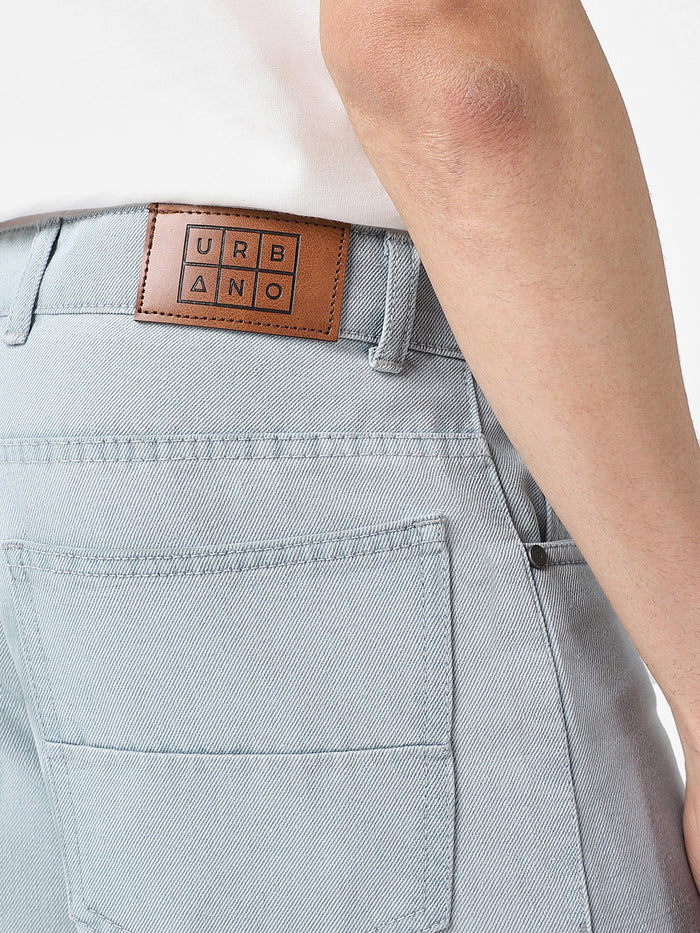 Men's Ice Grey Loose Baggy Fit Washed Jeans Non-Stretchable