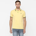 Men's Lemon Yellow Solid Slim Fit Half Sleeve Cotton Polo T-Shirt