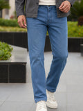 Men's Light Blue Regular Fit Washed Jeans Stretchable