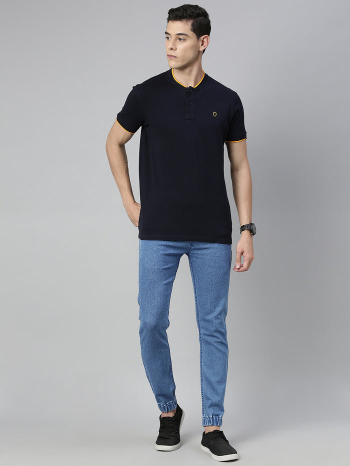Men's Light Blue Slim Fit Washed Jogger Jeans Stretchable