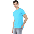 Men's Light Blue Solid Slim Fit Round Neck Cotton T-Shirt