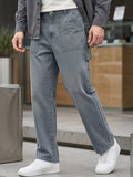 Men's Light Grey Loose Fit Cargo Carpenter Jeans With 6 Pockets Non-Stretchable