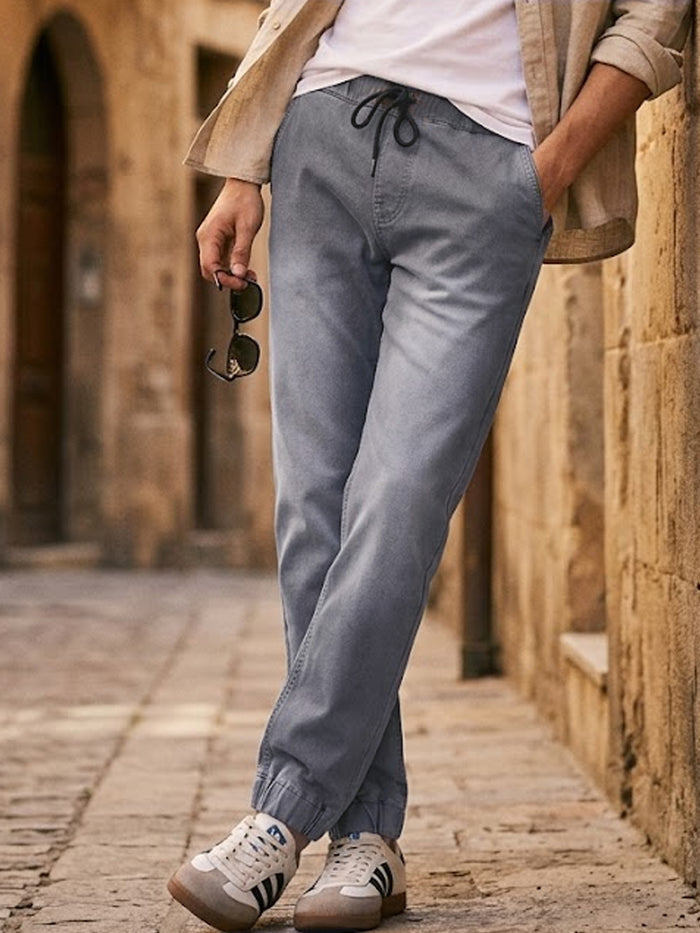 Men's Light Grey Slim Fit Stretch Jogger Jeans