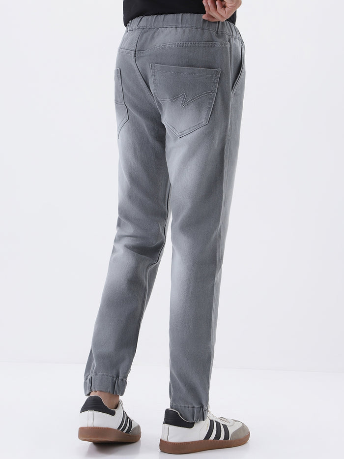 Men's Light Grey Slim Fit Stretch Jogger Jeans