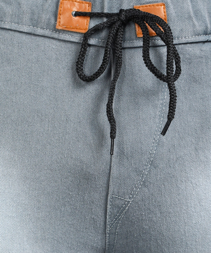 Men's Light Grey Slim Fit Zippered Jogger Jeans Stretchable
