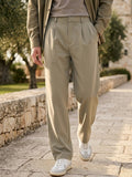 Men's Light Olive Loose Baggy Fit Solid Korean Pants Stretchable