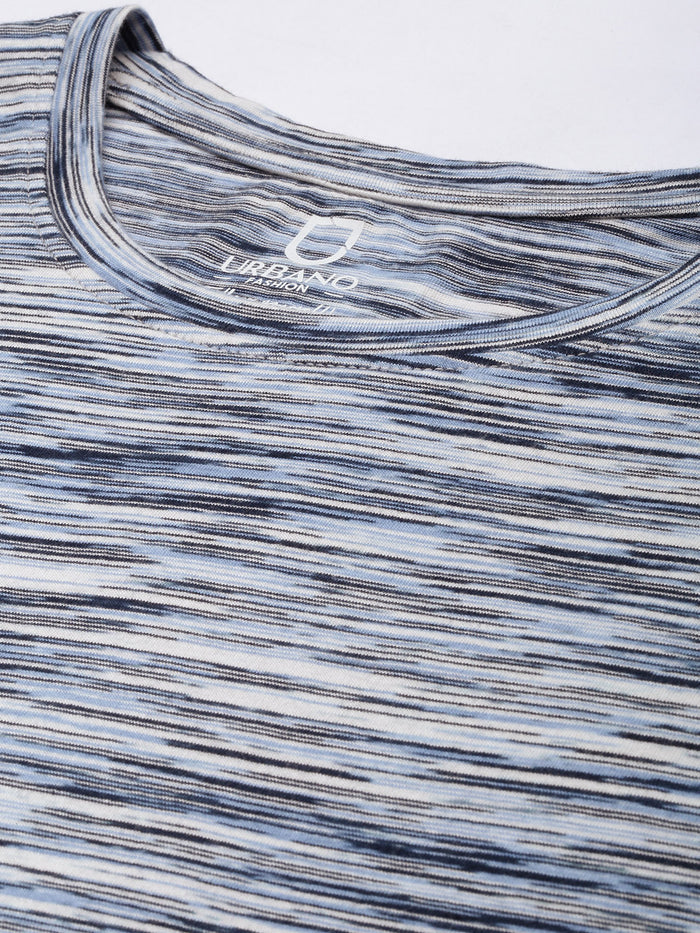 Men's Multi-Coloured Striped Slim Fit Half Sleeve Cotton T-Shirt