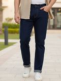 Men's Navy Regular Fit Washed Jeans Stretchable