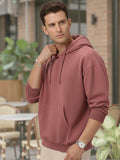 Men's Old Rose Cotton Solid Oversized Hooded Neck Sweatshirt