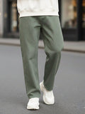 Men's Olive Green Loose Fit Washed Jeans Non-Stretchable