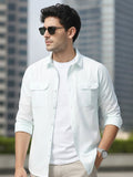 Men's Pastel Blue Cotton Full Sleeve Regular Fit Casual Solid Shirt