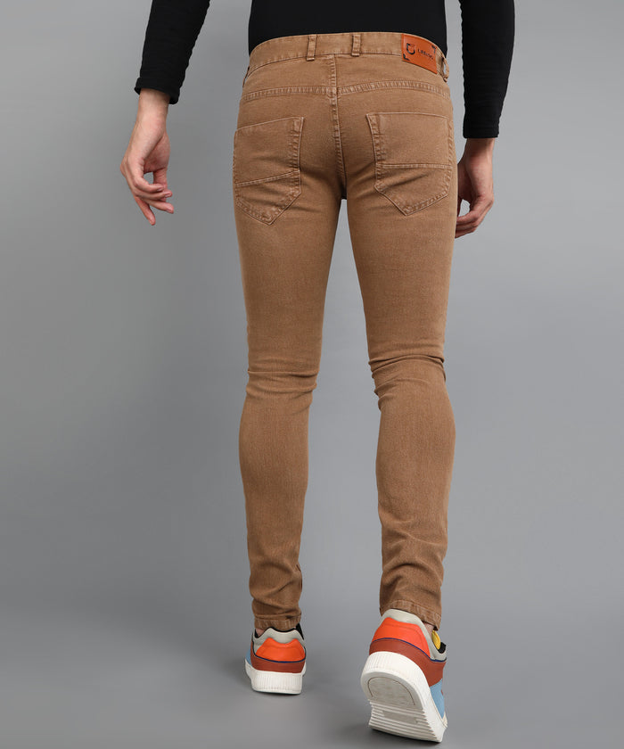 Men's Pink Slim Fit Washed Jeans Stretchable