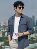 Men's Slate Blue Cotton Full Sleeve Regular Fit Casual Solid Shirt