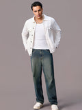 Men's White Regular Fit Washed Full Sleeve Denim Jacket