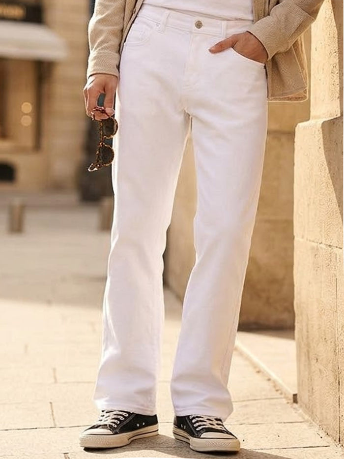 Men's White Washed Bootcut Jeans Stretchable