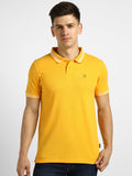 Men's Yellow Solid Slim Fit Half Sleeve Cotton Polo T-Shirt