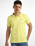 Men's Yellow Solid Slim Fit Half Sleeve Cotton Polo T-Shirt