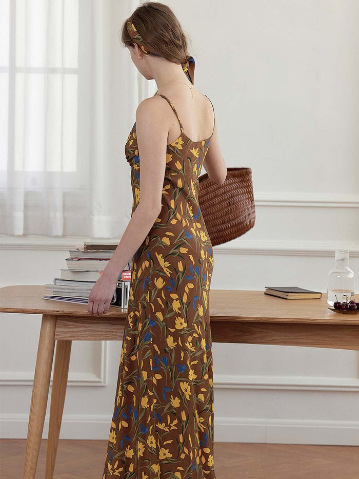 Miley Romantic Tulip Print Slip Dress