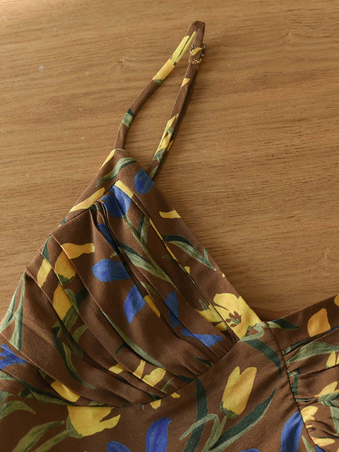 Miley Romantic Tulip Print Slip Dress