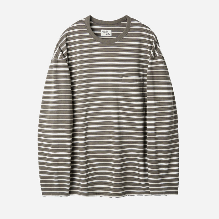 MULTI STRIPE LONG SLEEVE T-SHIRT - MUD