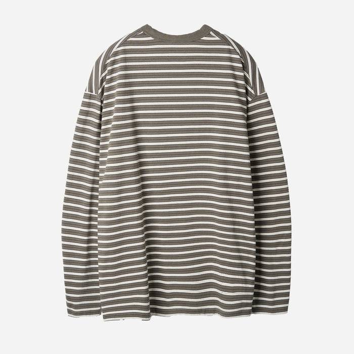 MULTI STRIPE LONG SLEEVE T-SHIRT - MUD