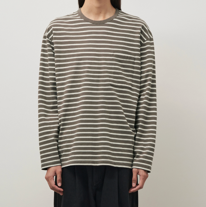 MULTI STRIPE LONG SLEEVE T-SHIRT - MUD