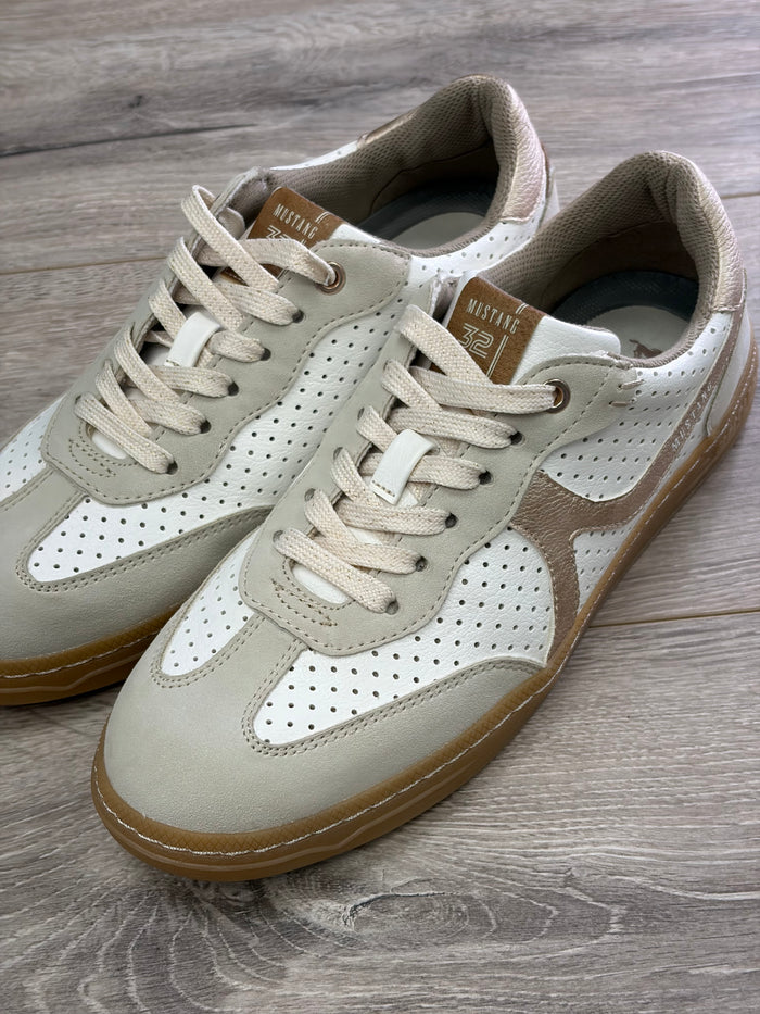 Mustang - White/Beige Trainer
