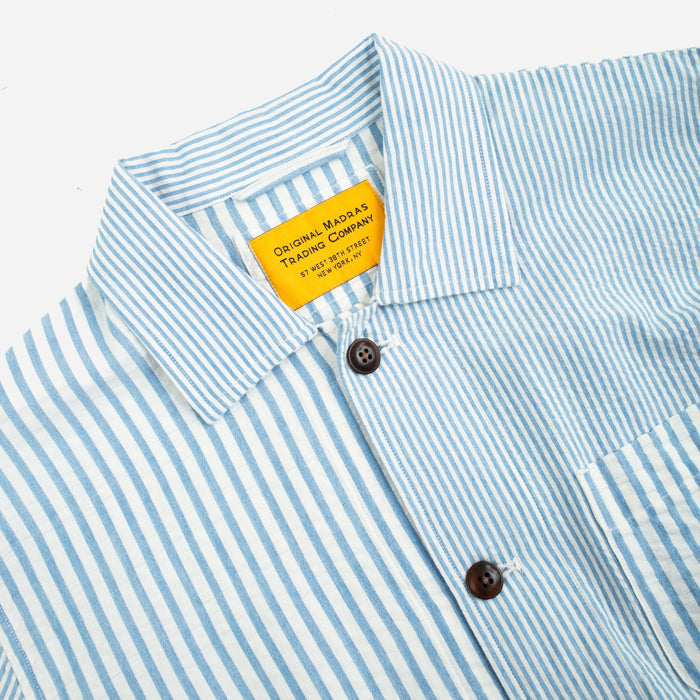 NO 106 SHIRT JACKET - SEERSUCKER STRIPE BLUE