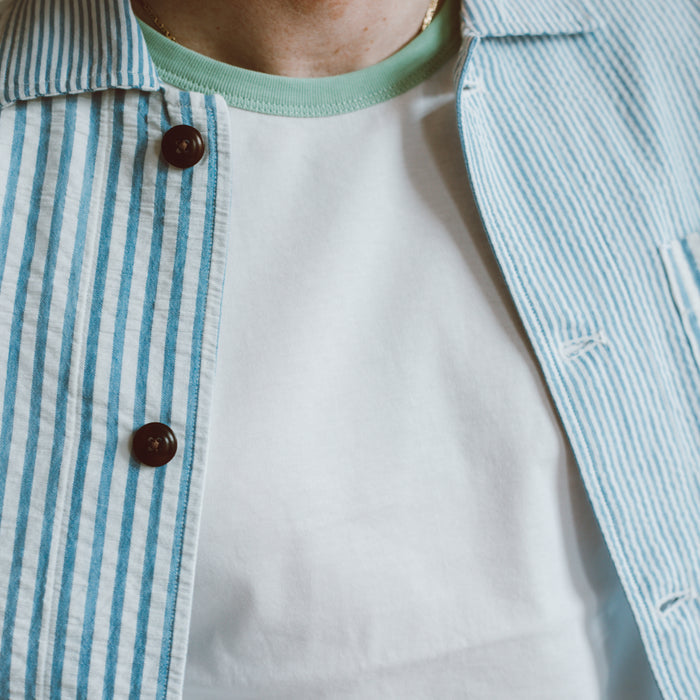 NO 106 SHIRT JACKET - SEERSUCKER STRIPE BLUE