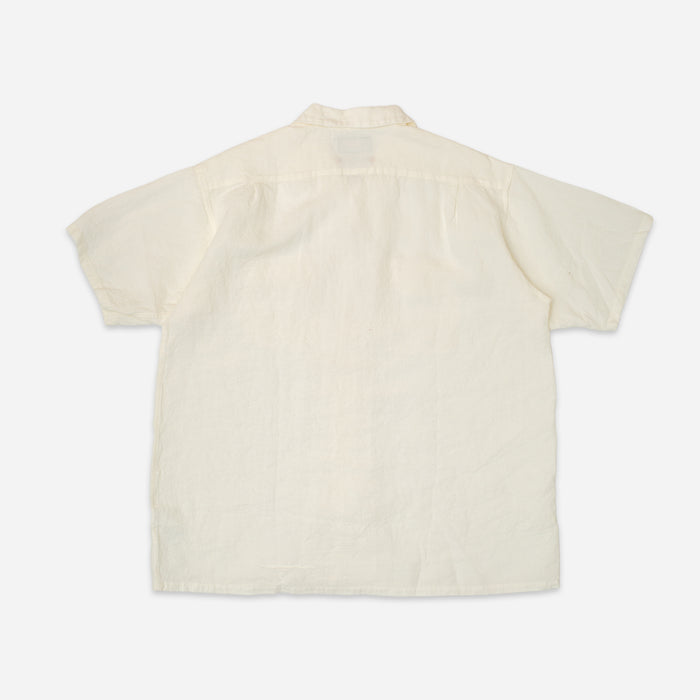 OPEN COLLAR LINEN SHIRT - FLAX WHITE