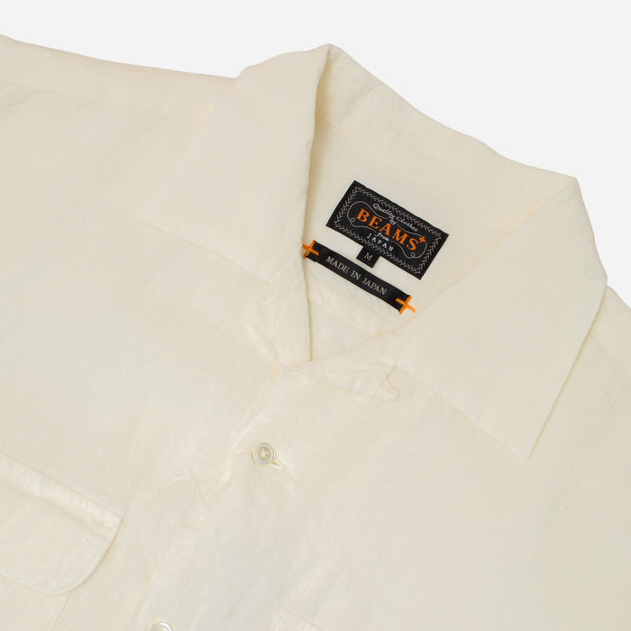 OPEN COLLAR LINEN SHIRT - FLAX WHITE