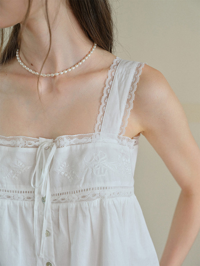 Ophelia 100%Cotton Lace Embroidery Top