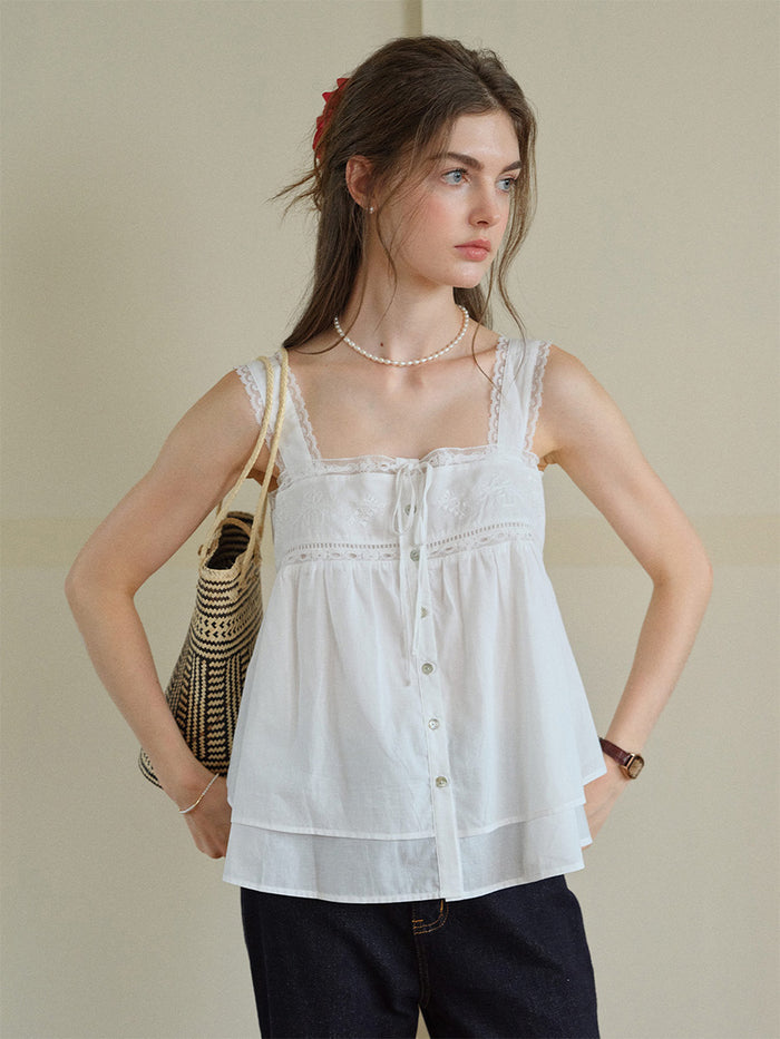 Ophelia 100%Cotton Lace Embroidery Top