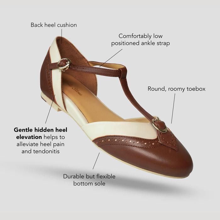 Charlie Stone Vintage Inspired Flats Retro 1920's 1930's 1940’s 1950’s Style Ladies Shoes wingtip espresso