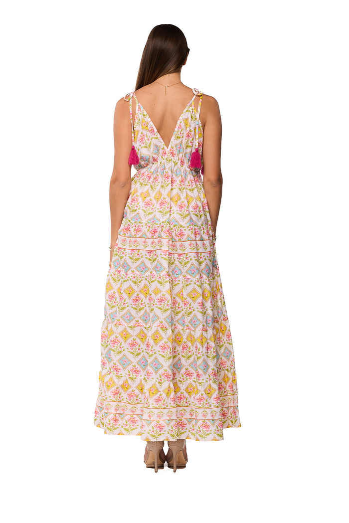 Pastel Floral Bohemian Maxi Dress-26457