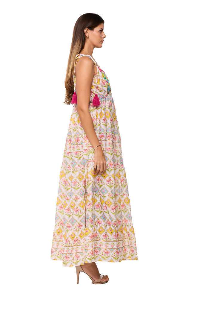 Pastel Floral Bohemian Maxi Dress-26457