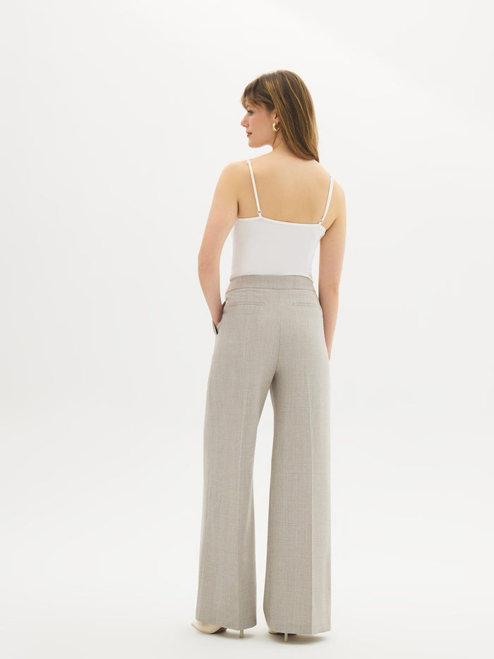Pleated Plaid Wide-Leg Pants