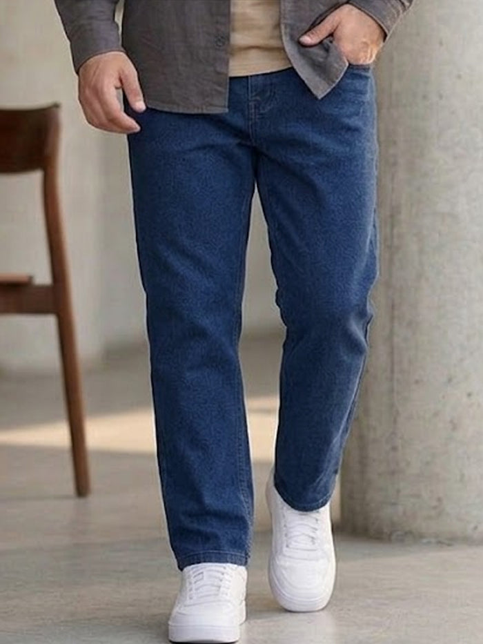 Plus Men's Blue Regular Fit Denim Jeans Stretchable