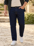 Plus Men's Dark Blue Regular Fit Solid Jeans Stretchable