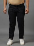Plus Men's Dark Brown Regular Fit Solid Jeans Stretchable