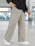 Plus Men's Ice Grey Loose Fit Cargo Carpenter Jeans With 6 Pockets Non-Stretchable