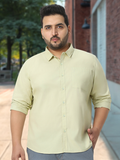 Plus Men's Pastel Green Cotton Full Sleeve Regular Fit Casual Solid Shirt