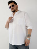 Plus Men's White Cotton Full Sleeve Regular Fit Casual Solid Shirt