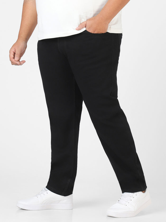 Plus Regular Men Black Jeans
