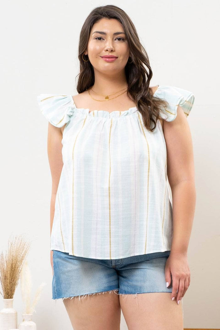 PLUS STRIPED TOP: MINT MULTI